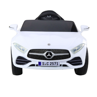 Carro Elétrico para criança MERCEDES CLS 350 12v BRANCO c/ RODAS DE BORRACHA & ASSENTO EM PELE