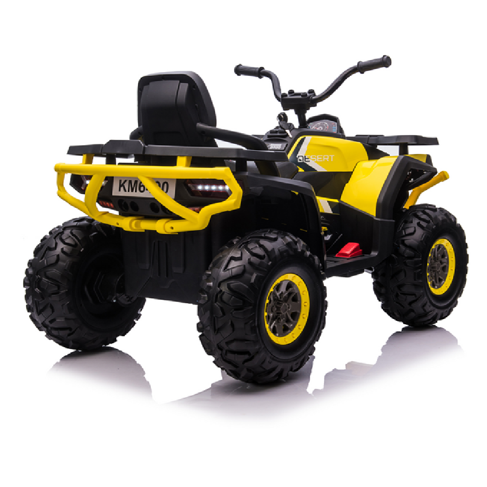Mota Elétrica para Criança QUAD DESERT 12V AMARELA c/ RODAS DE BORRACHA & ASSENTO EM PELE