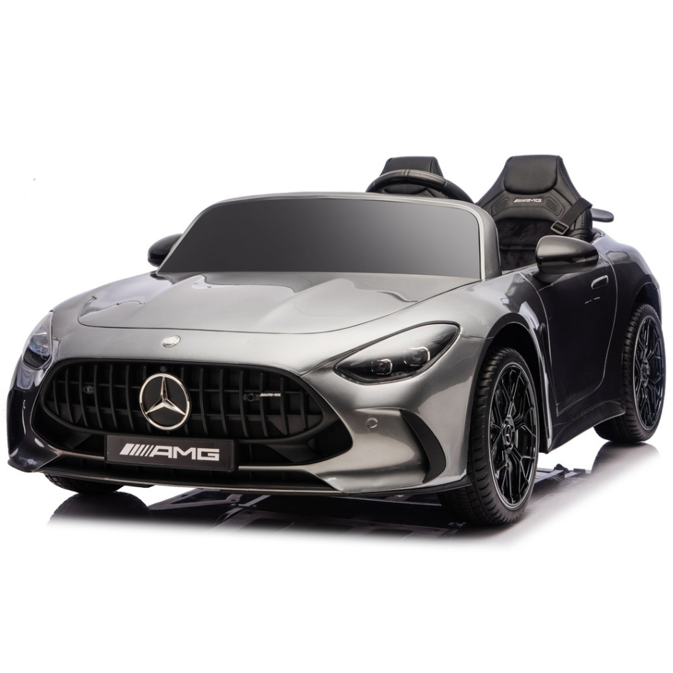 Carro Elétrico para Criança MERCEDES GT63 24v XXL Cinza Metalizado c/ MP4, RODAS DE BORRACHA & ASSENTO EM PELE