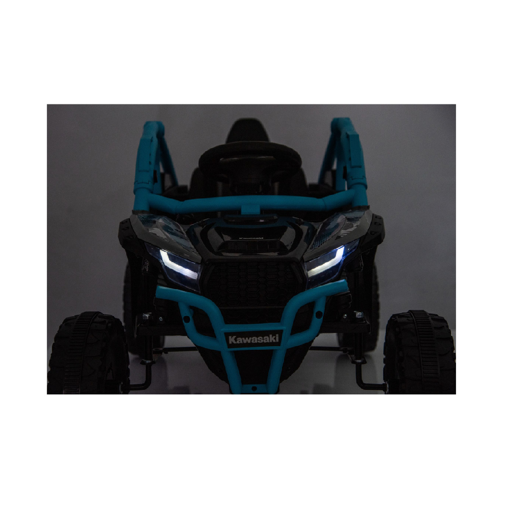 Carro Elétrico para criança KAWASAKI 24V Preto e Azul c/ RODAS DE BORRACHA & ASSENTO EM PELE