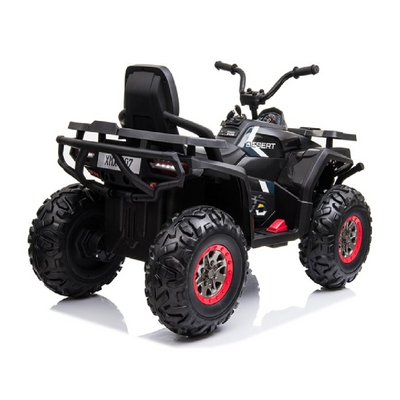 Mota Elétrica para Criança QUAD DESERT 12V Preta c/ RODAS DE BORRACHA & ASSENTO EM PELE