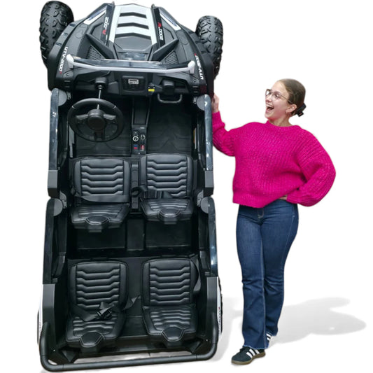 Carro Elétrico para Criança BUGGY ATV 4 Lugares XXXL 4x4 24v Branco c/ Rodas de Borracha & Assentos em Pele