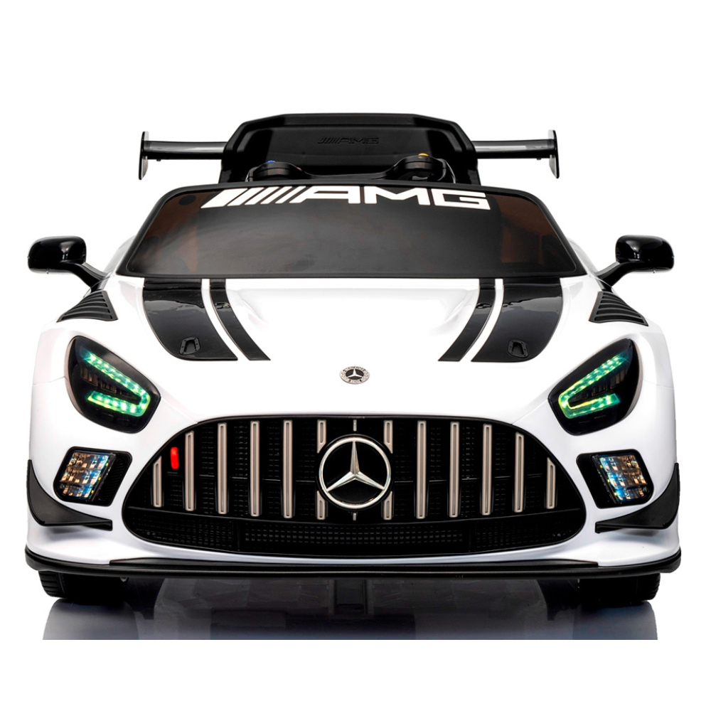 Carro Elétrico para Criança MERCEDES GT3 Deluxe 12v BATERIA DE LITIO Branco c/ RODAS DE BORRACHA & ASSENTO EM PELE