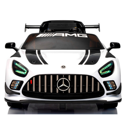 Carro Elétrico para Criança MERCEDES GT3 Deluxe 12v BATERIA DE LITIO Branco c/ RODAS DE BORRACHA & ASSENTO EM PELE