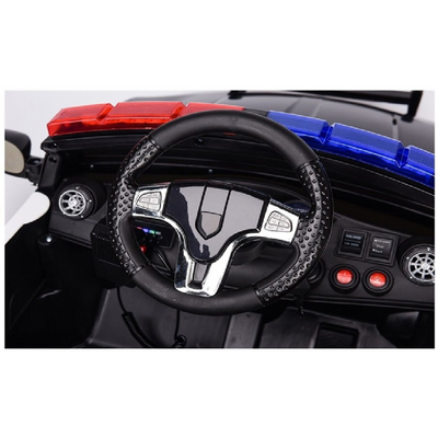 Carro Elétrico para criança Polícia 12v c/ RODAS DE BORRACHA & ASSENTO EM PELE