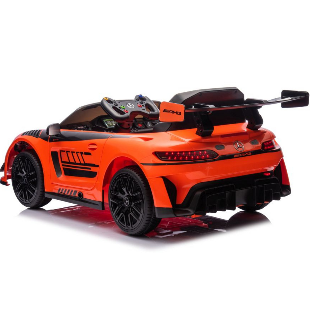 Mercedes GT3 Deluxe 12V Laranja – carro elétrico para criança (vista 7)