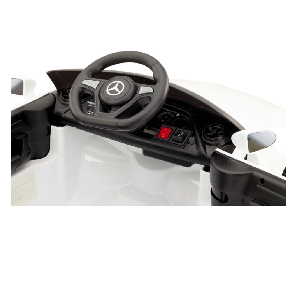 Carro Elétrico para criança MERCEDES CLS 350 12v BRANCO c/ RODAS DE BORRACHA & ASSENTO EM PELE