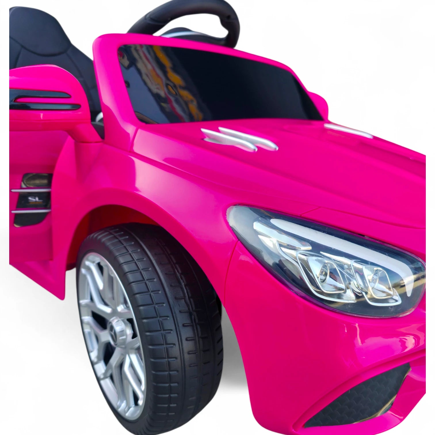 Carro Elétrico para Criança MERCEDES SL500 12V Rosa c/ RODAS DE BORRACHA & ASSENTO EM PELE