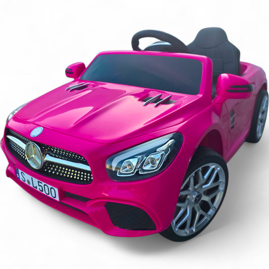 Carro Elétrico para Criança MERCEDES SL500 12V Rosa c/ RODAS DE BORRACHA & ASSENTO EM PELE