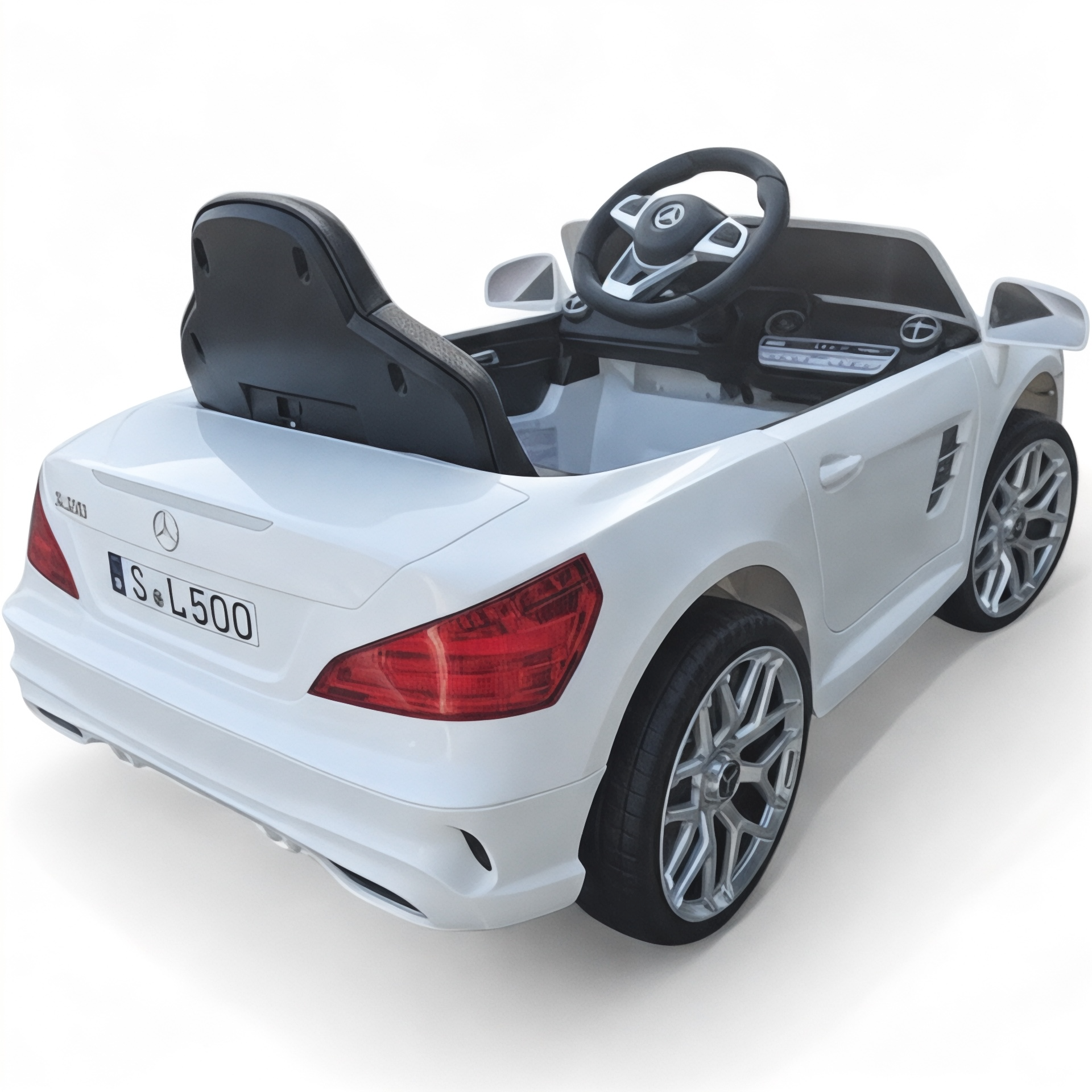 Carro Elétrico para Criança MERCEDES SL500 12V Branco c/ RODAS DE BORRACHA & ASSENTO EM PELE