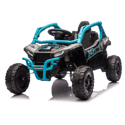 Carro Elétrico para criança KAWASAKI 24V Preto e Azul c/ RODAS DE BORRACHA & ASSENTO EM PELE
