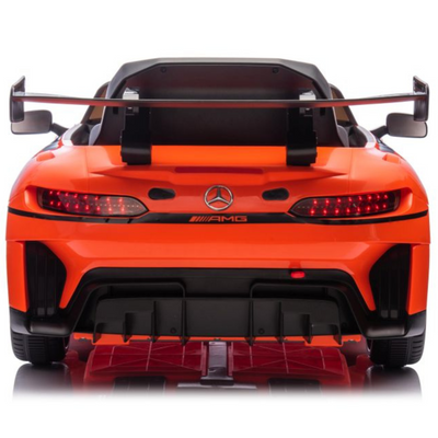Carro Elétrico para Criança MERCEDES GT3 Deluxe 12v Laranja c/ RODAS DE BORRACHA & ASSENTO EM PELE