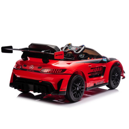 Carro Elétrico para Criança MERCEDES GT3 Deluxe 12v BATERIA DE LITIO Vermelho c/ RODAS DE BORRACHA & ASSENTO EM PELE