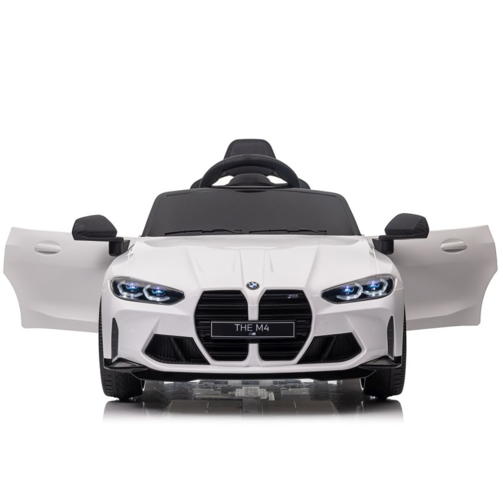 Carro Elétrico para Criança BMW M4 12v Branco c/ RODAS DE BORRACHA & ASSENTO EM PELE