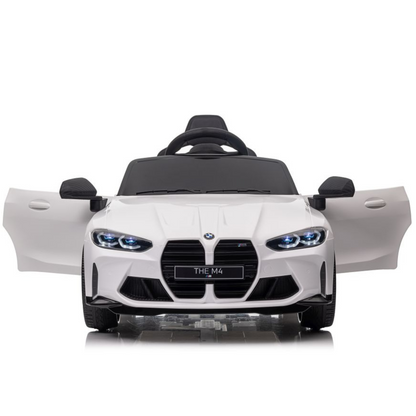 Carro Elétrico para Criança BMW M4 12v Branco c/ RODAS DE BORRACHA & ASSENTO EM PELE