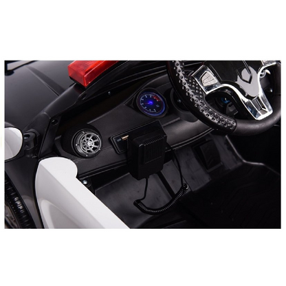 Carro Elétrico para criança Polícia 12v c/ RODAS DE BORRACHA & ASSENTO EM PELE