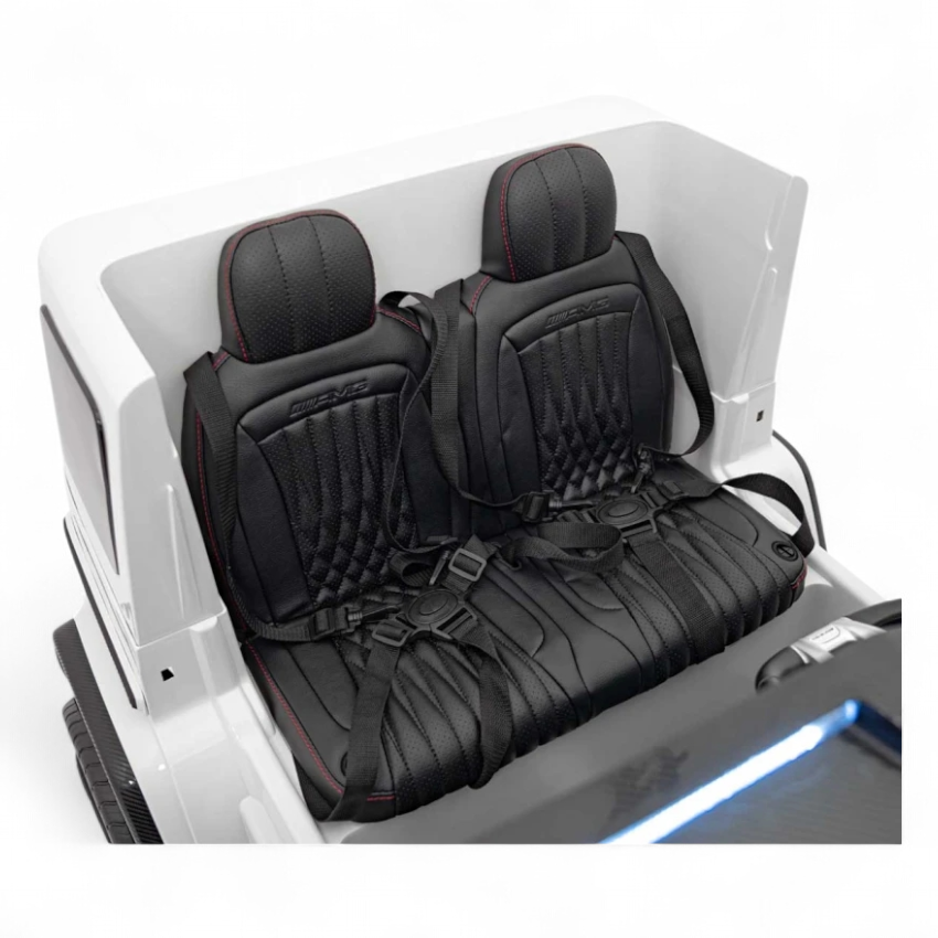 Carro Elétrico para Criança Mercedes G63 AMG XXL Branco 24v 4x200w c/ Rodas de Borracha & Assentos em Pele