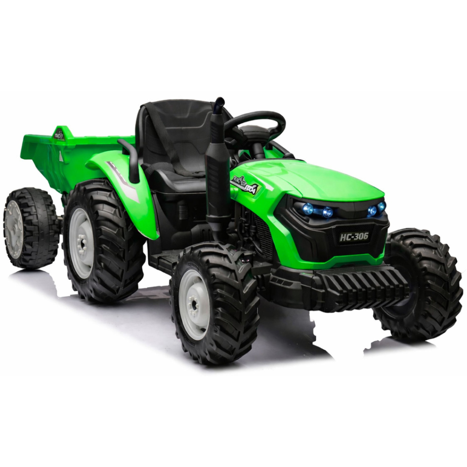 Trator Elétrico para Criança GROW c/ Atrelado 24v Verde c/ RODAS DE BORRACHA