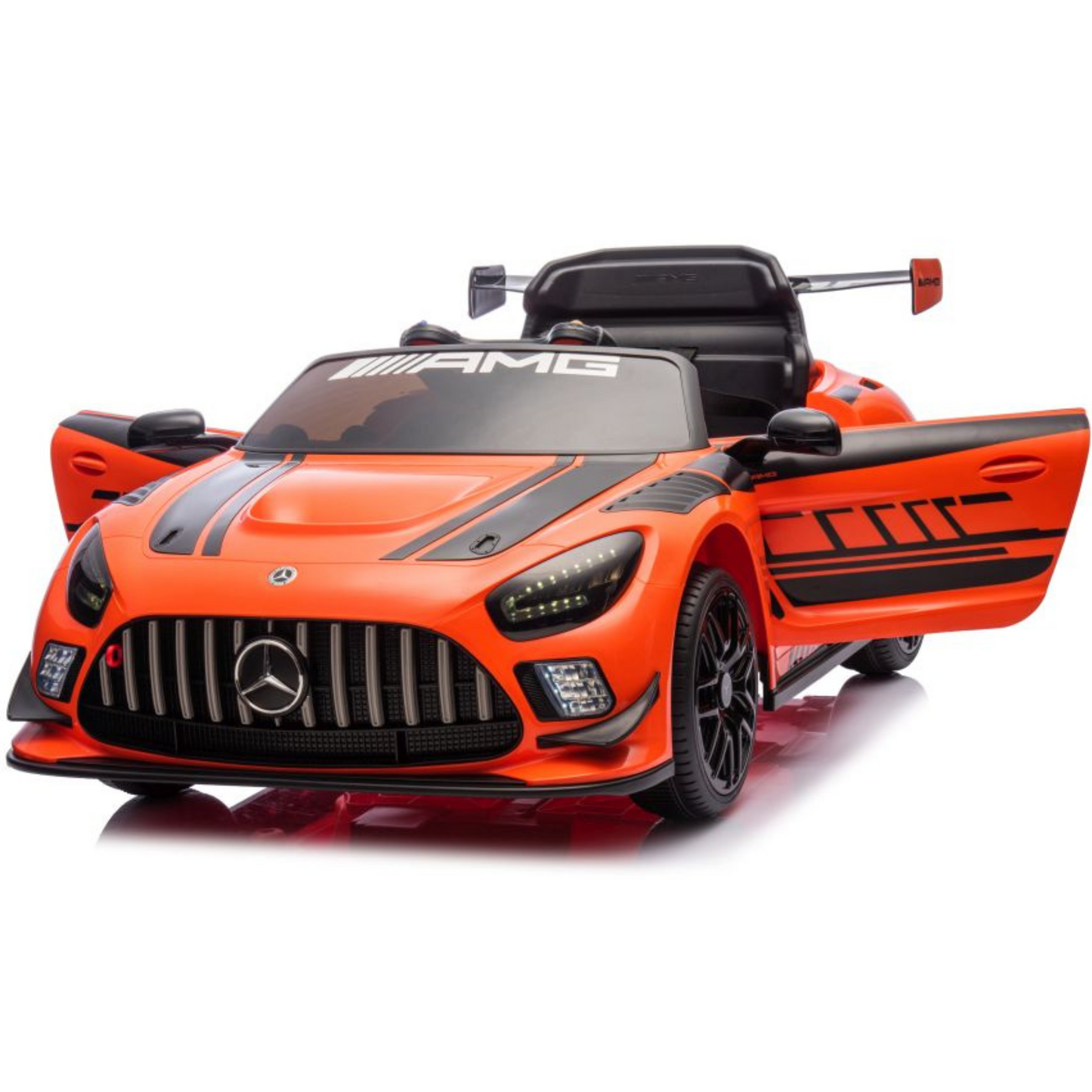 Carro Elétrico para Criança MERCEDES GT3 Deluxe 12v Laranja c/ RODAS DE BORRACHA & ASSENTO EM PELE