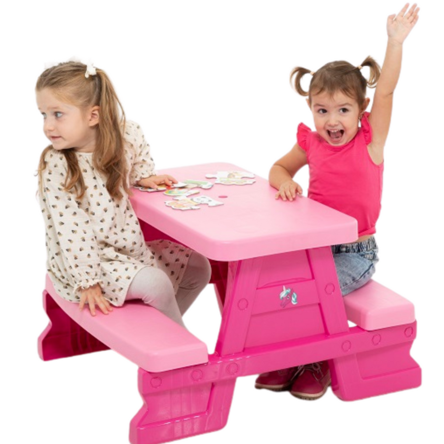 Mesa Infantil de Jardim com Bancos Rosa