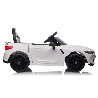 Carro Elétrico para Criança BMW M4 12v Branco c/ RODAS DE BORRACHA & ASSENTO EM PELE