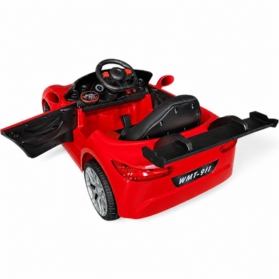 Carro Elétrico para Criança 911 Style Vermelho 12v c/ RODAS DE BORRACHA & ASSENTO EM PELE