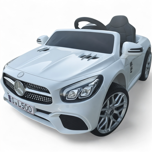 Carro Elétrico para Criança MERCEDES SL500 12V Branco c/ RODAS DE BORRACHA & ASSENTO EM PELE