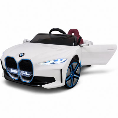 Carro Elétrico para Criança BMW I4 12v BATERIA DE LITIO Branco c/ RODAS DE BORRACHA & ASSENTO EM PELE