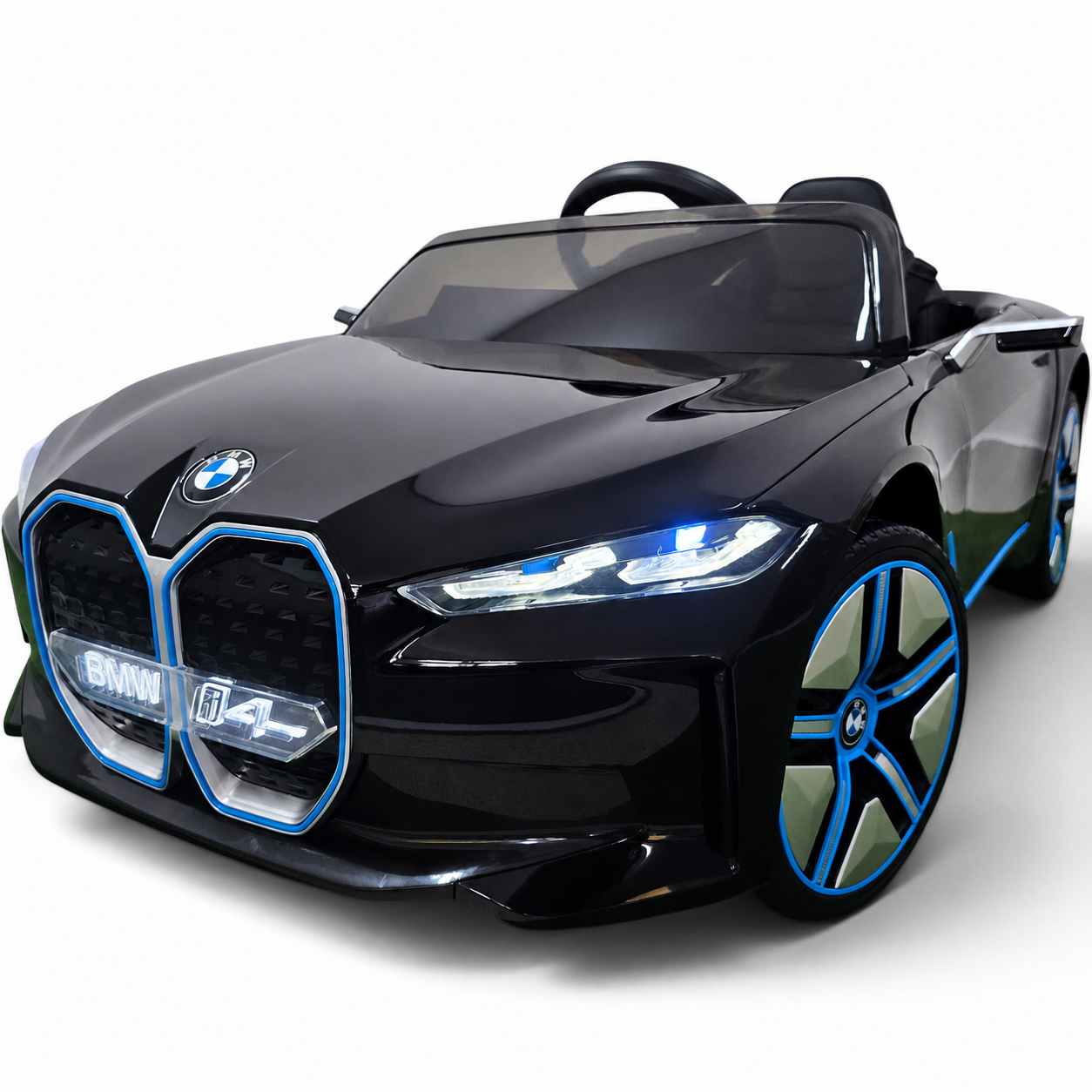 Carro Elétrico para Criança BMW I4 12v BATERIA DE LITIO Preto c/ RODAS DE BORRACHA & ASSENTO EM PELE