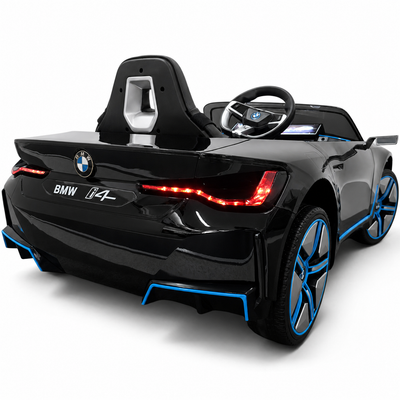 Carro Elétrico para Criança BMW I4 12v BATERIA DE LITIO Preto c/ RODAS DE BORRACHA & ASSENTO EM PELE