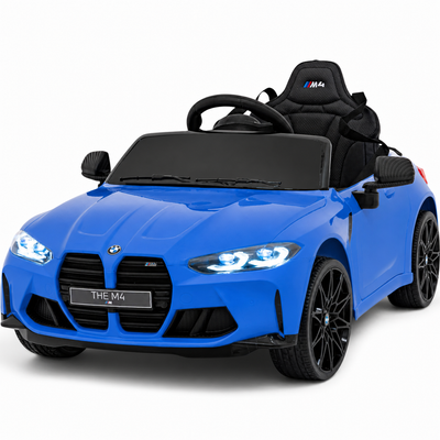 Carro Elétrico para Criança BMW M4 12v Azul BATERIA DE LITIO c/ RODAS DE BORRACHA & ASSENTO EM PELE