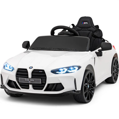 Carro Elétrico para Criança BMW M4 12v Branco BATERIA DE LITIO c/ RODAS DE BORRACHA & ASSENTO EM PELE