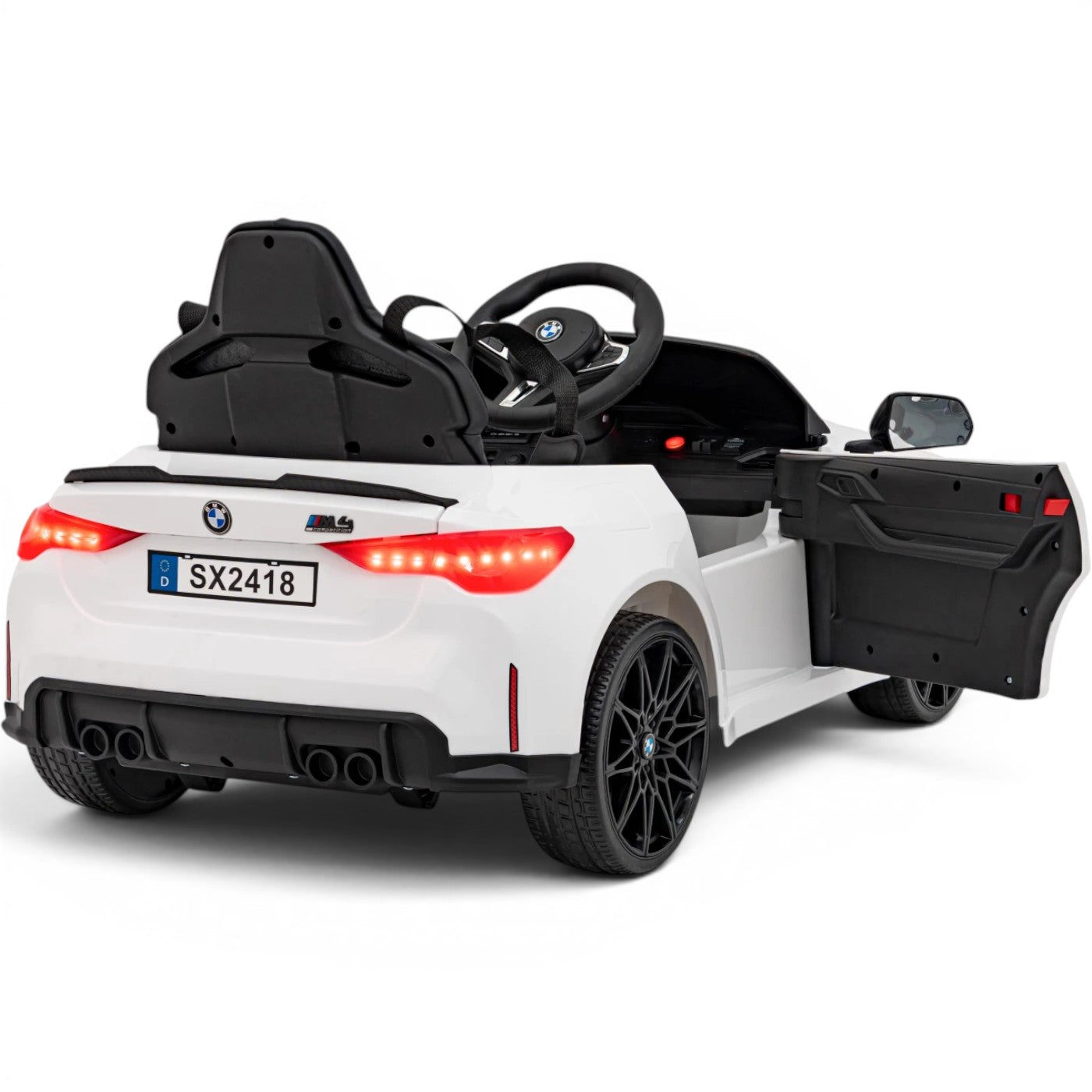Carro Elétrico para Criança BMW M4 12v Branco BATERIA DE LITIO c/ RODAS DE BORRACHA & ASSENTO EM PELE