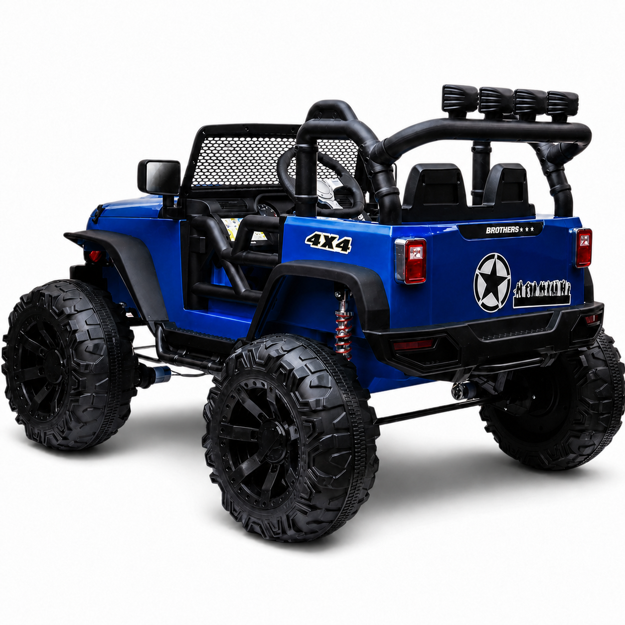 Carro Elétrico para Criança Jipe BROTHERS 24v Azul Metalizado c/ RODAS DE BORRACHA & ASSENTO EM PELE