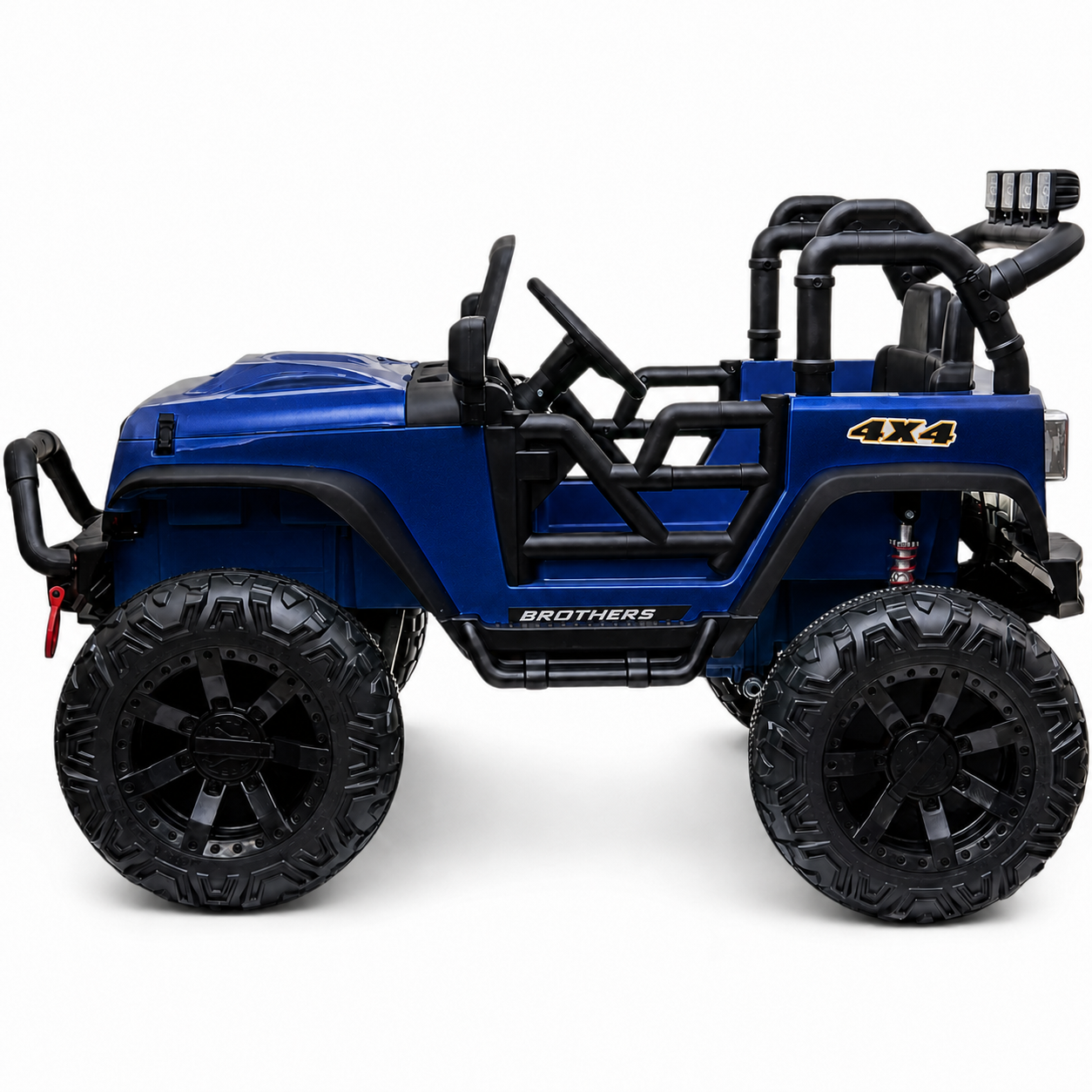 Carro Elétrico para Criança Jipe BROTHERS 24v Azul Metalizado c/ RODAS DE BORRACHA & ASSENTO EM PELE