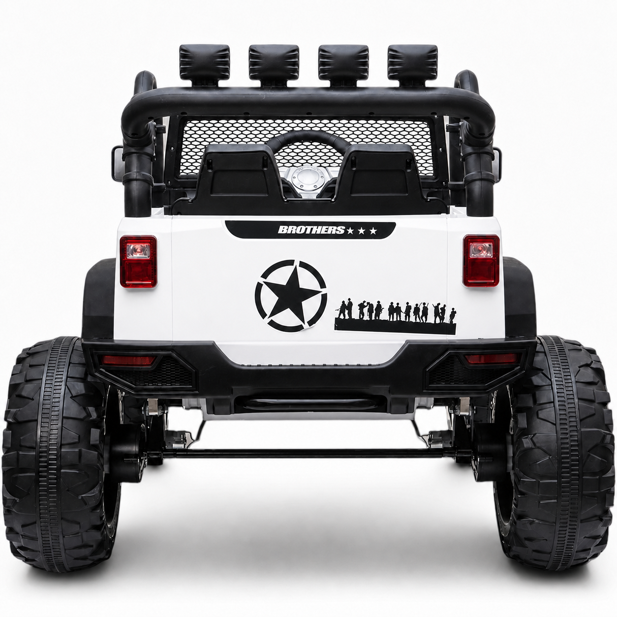 Carro Elétrico para Criança Jipe BROTHERS 24v Branco c/ RODAS DE BORRACHA & ASSENTO EM PELE