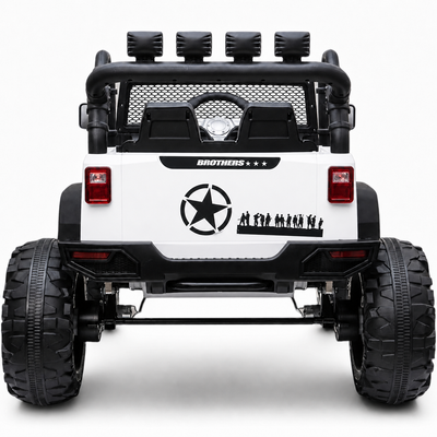 Carro Elétrico para Criança Jipe BROTHERS 24v Branco c/ RODAS DE BORRACHA & ASSENTO EM PELE