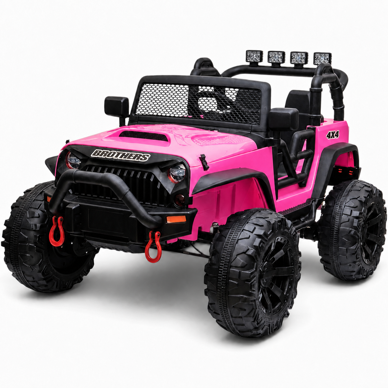 Carro Elétrico para Criança Jipe BROTHERS 24v Rosa c/ RODAS DE BORRACHA & ASSENTO EM PELE