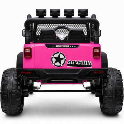 Carro Elétrico para Criança Jipe BROTHERS 24v Rosa c/ RODAS DE BORRACHA & ASSENTO EM PELE