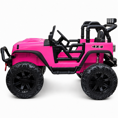 Carro Elétrico para Criança Jipe BROTHERS 24v Rosa c/ RODAS DE BORRACHA & ASSENTO EM PELE