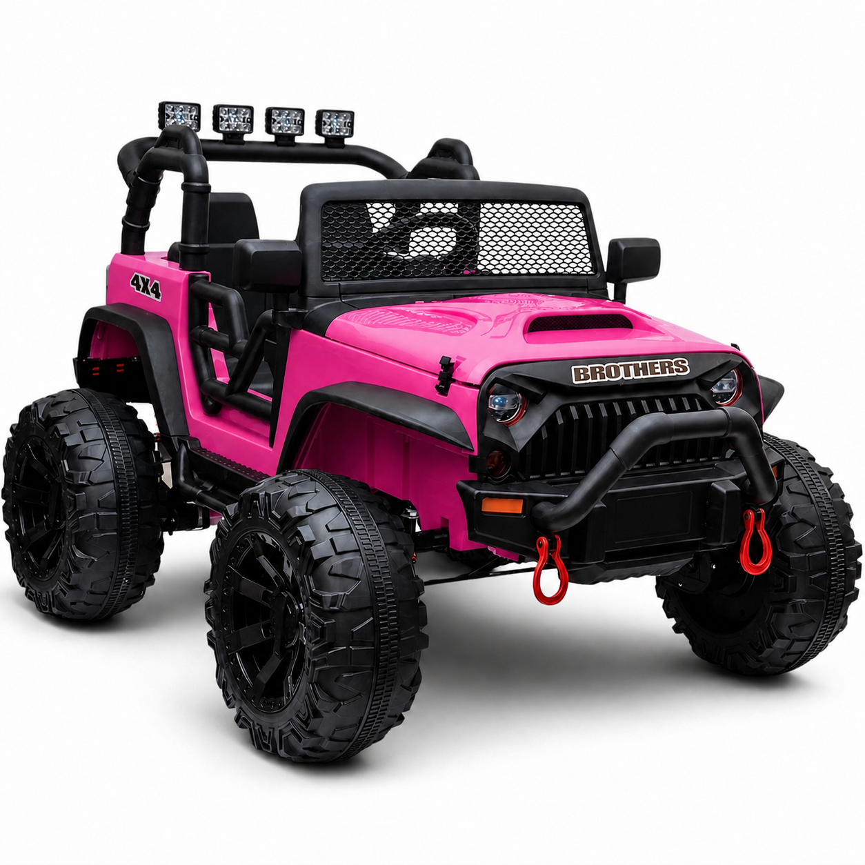 Carro Elétrico para Criança Jipe BROTHERS 24v Rosa c/ RODAS DE BORRACHA & ASSENTO EM PELE