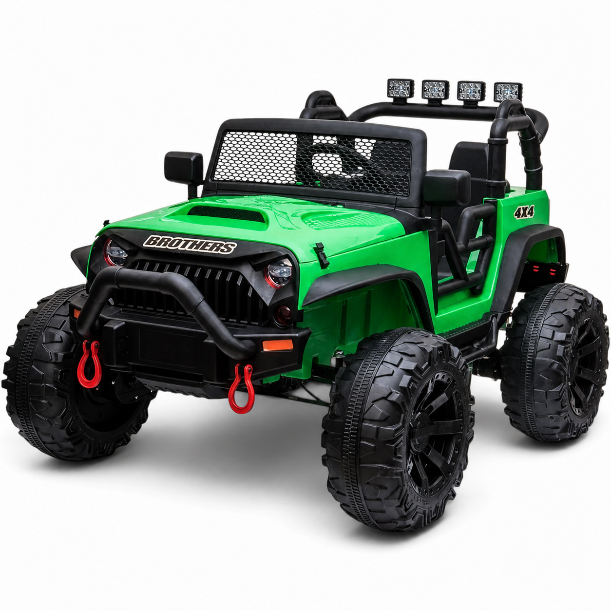 Carro Elétrico para Criança Jipe BROTHERS 24v Verde c/ RODAS DE BORRACHA & ASSENTO EM PELE