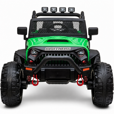 Carro Elétrico para Criança Jipe BROTHERS 24v Verde c/ RODAS DE BORRACHA & ASSENTO EM PELE