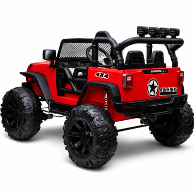 Carro Elétrico para Criança Jipe BROTHERS 24v Vermelho c/ RODAS DE BORRACHA & ASSENTO EM PELE