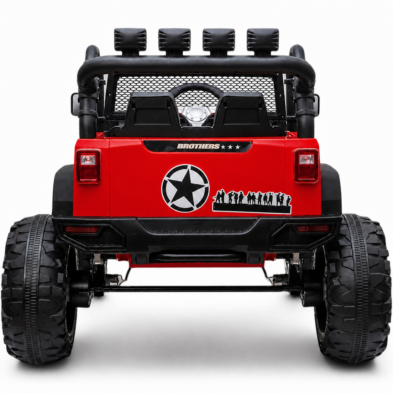 Carro Elétrico para Criança Jipe BROTHERS 24v Vermelho c/ RODAS DE BORRACHA & ASSENTO EM PELE