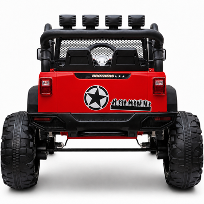 Carro Elétrico para Criança Jipe BROTHERS 24v Vermelho c/ RODAS DE BORRACHA & ASSENTO EM PELE