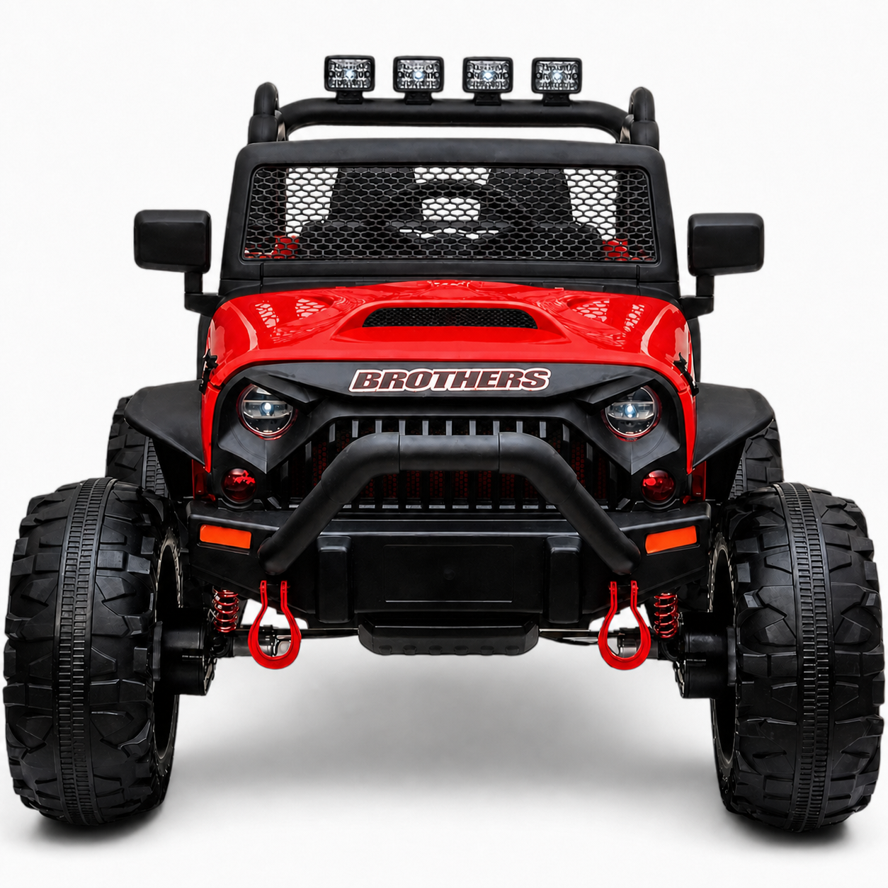 Carro Elétrico para Criança Jipe BROTHERS 24v Vermelho c/ RODAS DE BORRACHA & ASSENTO EM PELE