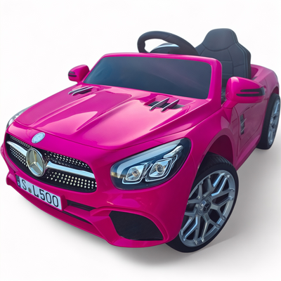 Carro Elétrico para Criança MERCEDES SL500 12V Rosa c/ RODAS DE BORRACHA & ASSENTO EM PELE