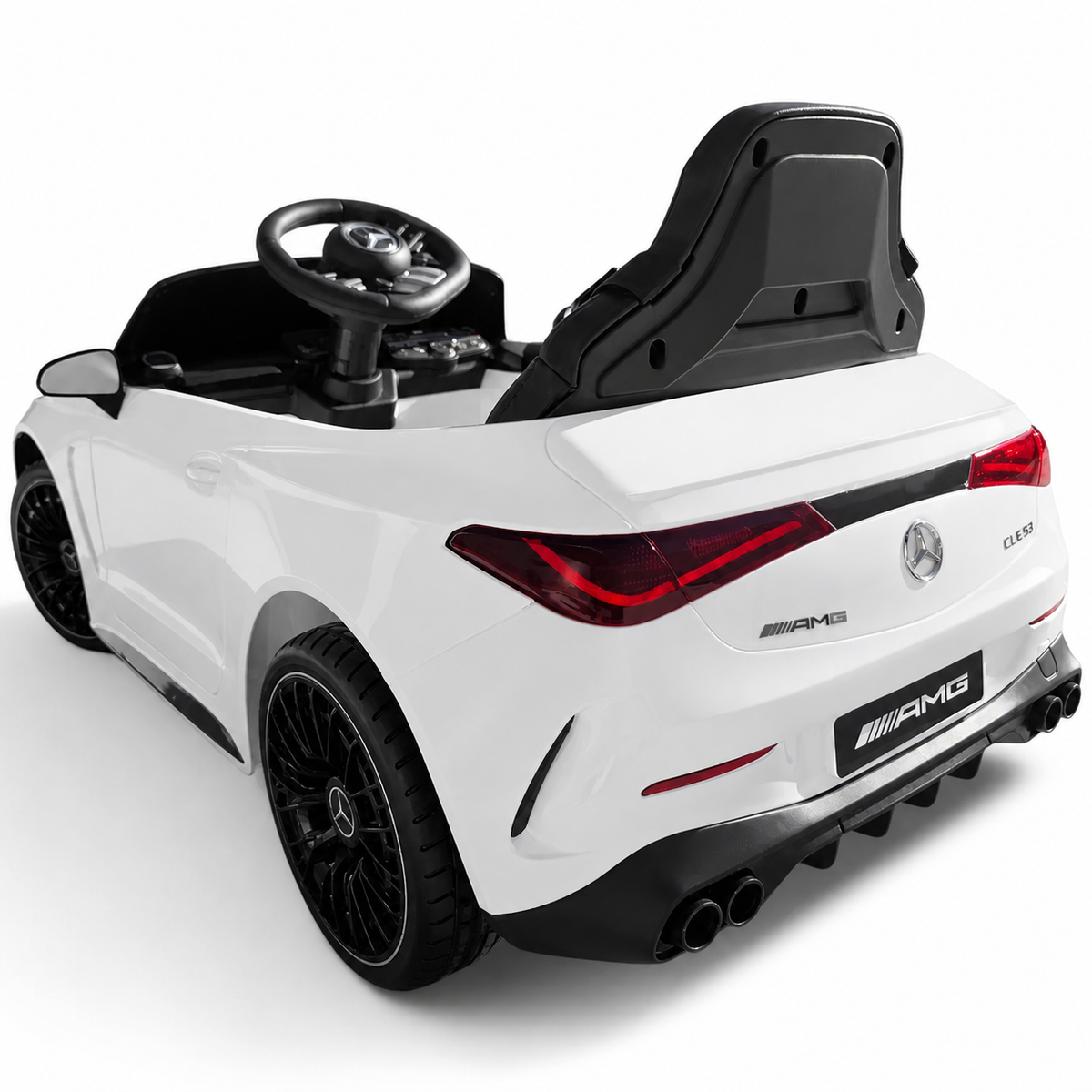 Carro Elétrico para Criança Mercedes CLE53 Branco 12v c/ RODAS DE BORRACHA & ASSENTO EM PELE