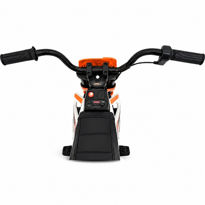 Mota Elétrica para Criança estilo CROSS 12v Laranja c/ RODAS DE BORRACHA & ASSENTO EM PELE